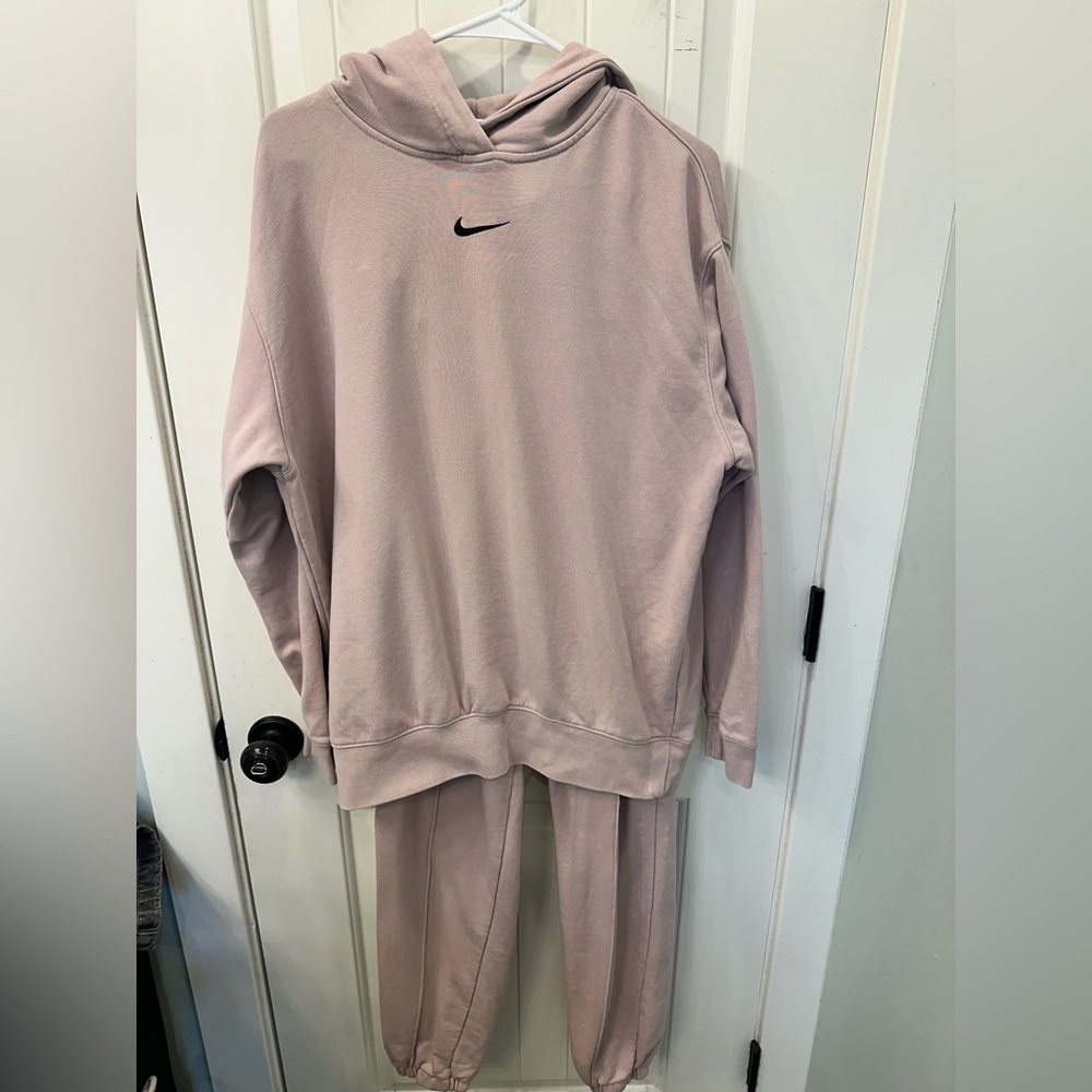 Nike Dusty Pink Sweatsuit Set Hoodie (S) Joggers (XS) Athleisure Lounge